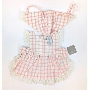 Tahati Baby Dress and Hat Girl 3-6 Months Pink Plaid Eyelet Ruffle Cottage Retro
